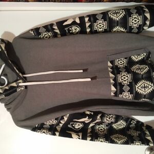 Men's Gray Patterned Hoodie Sweater